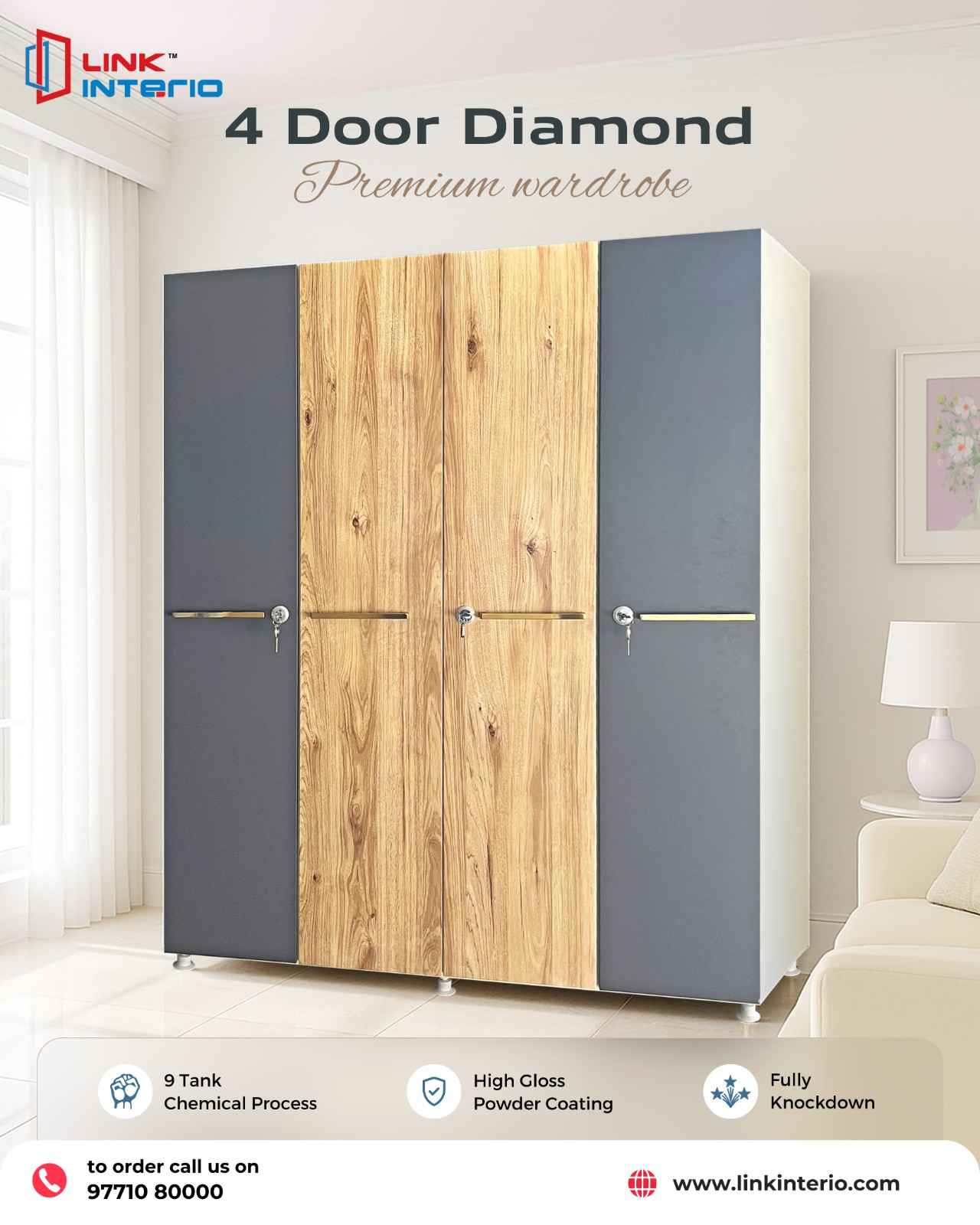 4 Door Diamond Premium Wardrobe