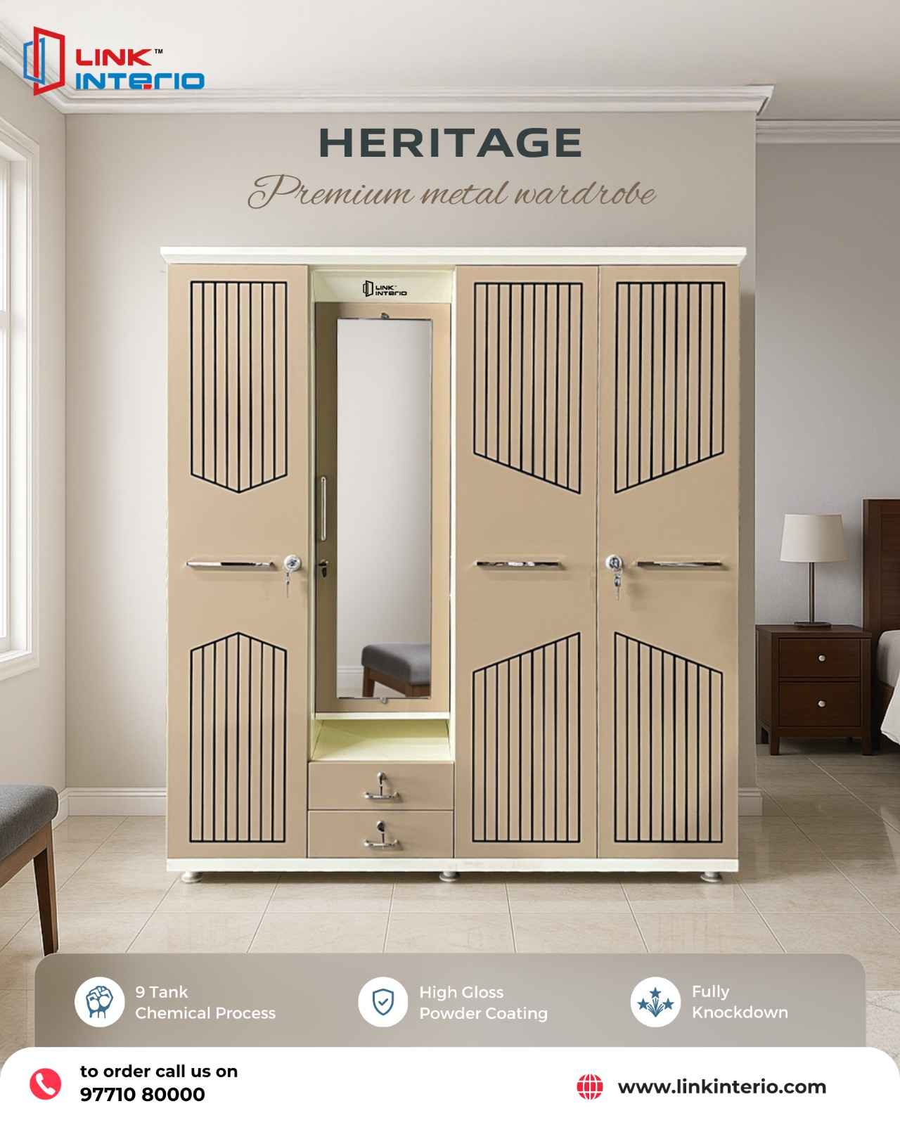 Haritage Premium Metal Wardrobe